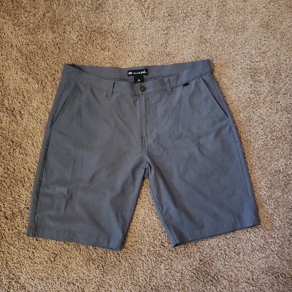 Travis Mathew Flat Front Golf Shorts Striped Grey 10 Inch 38 - Picture 1 of 5